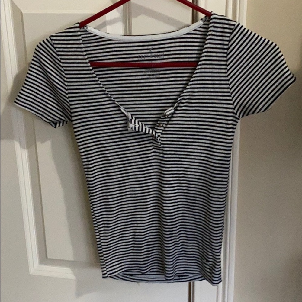 American Eagle Henley Striped Tee
